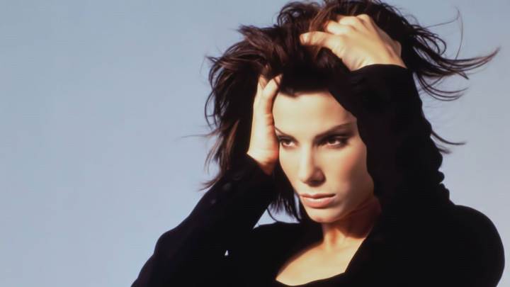 Sandra Bullock In Black Dress Looking In Stress Photoshoot